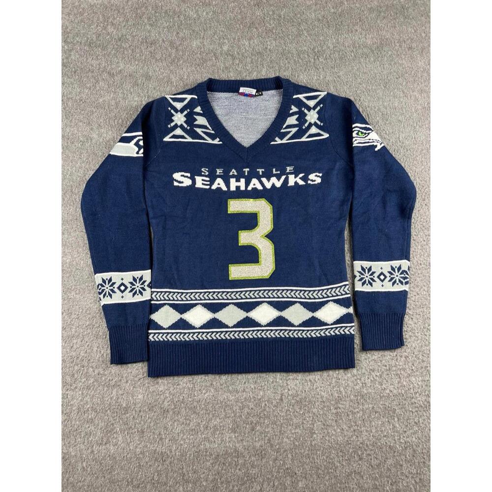 NFL Seattle Seahawks Russell Wilson #3 V-Neck‎ Sweater Size Medium